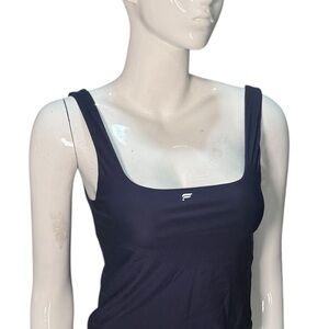 Fabletics square neck Navy Blue athletic Tank Top‎ S/M crop open back sleeveless